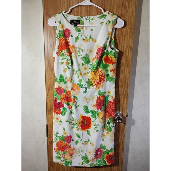 AGB Floral Sheath Dress Sleeveless Garden Party Career Chic Size 8 Brunch Spring - Picture 1 of 10